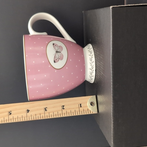 The English Mug Co, Pink/White Fine China Coffee Cup,with Butterfly's. - Picture 7 of 7